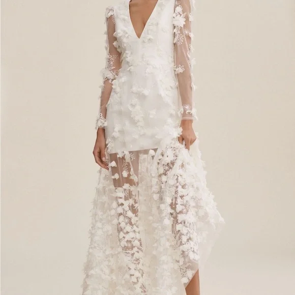 white christmas dresses Floral Embroidered Wedding Dress in Cream + Silver – SymbologyClothing